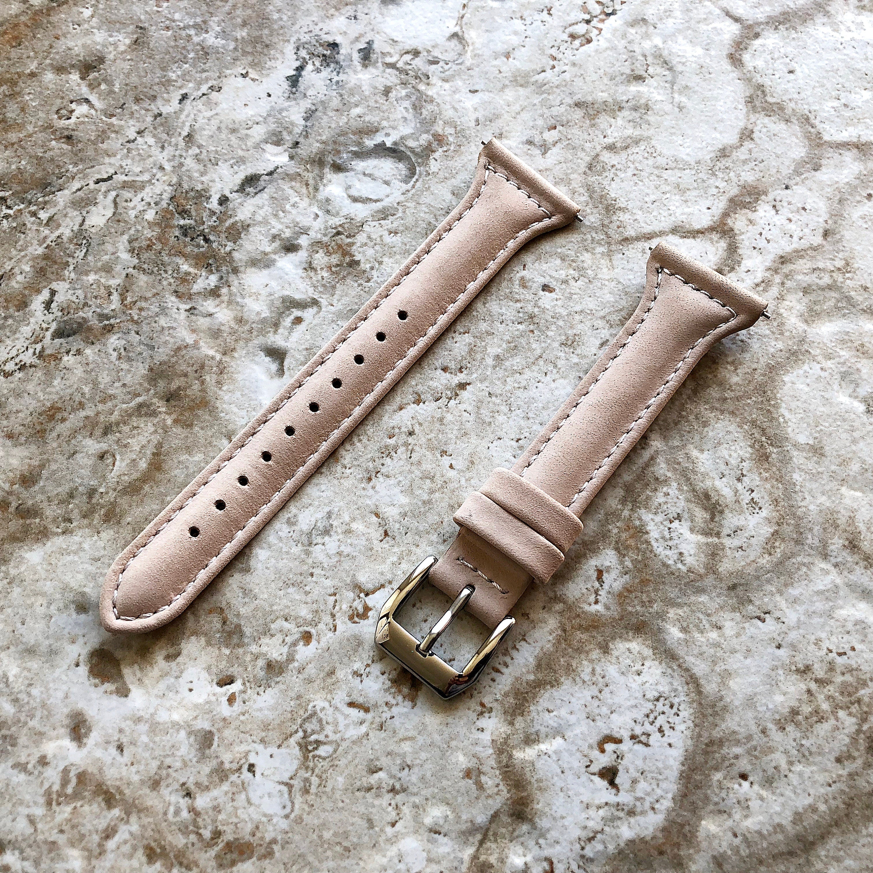 22mm Beige Modern Slim and Elegant Soft Leather Watch Strap Band for Wrist Hand Watches - Quick Release Pins Included Easy n Ready to Attach